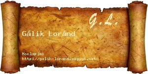 Gálik Loránd névjegykártya